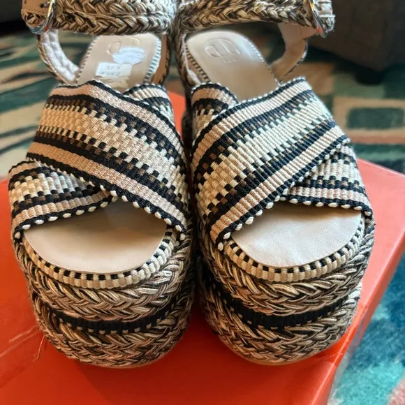 NEW Anthropologie Amambaih Carmen High Platform Woven Sandals in Sand 37.5