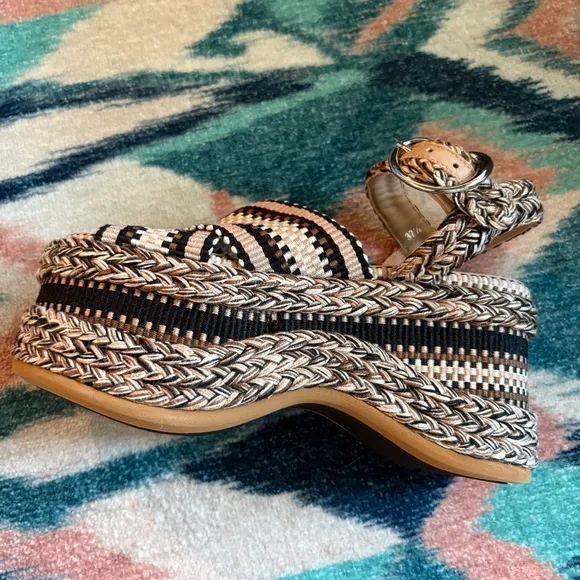 NEW Anthropologie Amambaih Carmen High Platform Woven Sandals in Sand 37.5