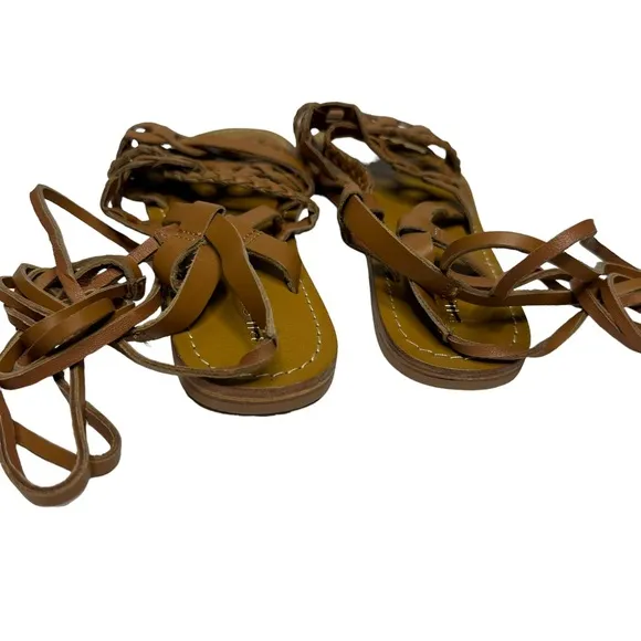 NEW Anthropologie Pilcro Woven Lace-Up Leather Gladiator Sandals