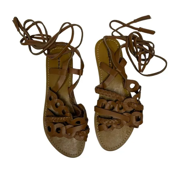 NEW Anthropologie Pilcro Woven Lace-Up Leather Gladiator Sandals