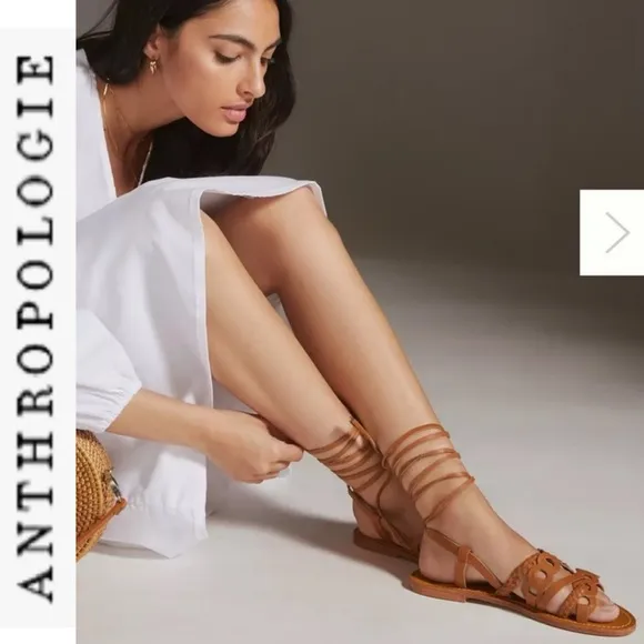 NEW Anthropologie Pilcro Woven Lace-Up Leather Gladiator Sandals