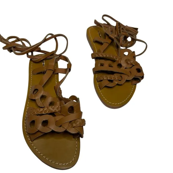 NEW Anthropologie Pilcro Woven Lace-Up Leather Gladiator Sandals