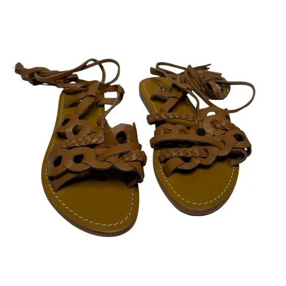 NEW Anthropologie Pilcro Woven Lace-Up Leather Gladiator Sandals