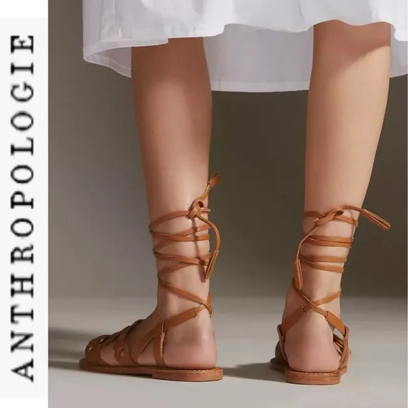 NEW Anthropologie Pilcro Woven Lace-Up Leather Gladiator Sandals