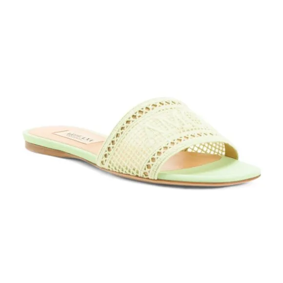 NEW ARTEANA Taupe Made In Italy Roma Slide Sandals Green Tea 668mn