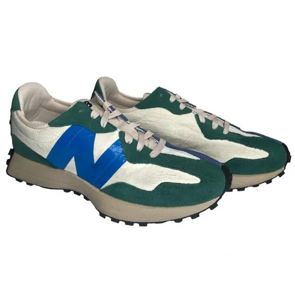 NEW BALANCE 327VB Vintage Worn Pack Green Blue Suede Running Track Shoes Men's