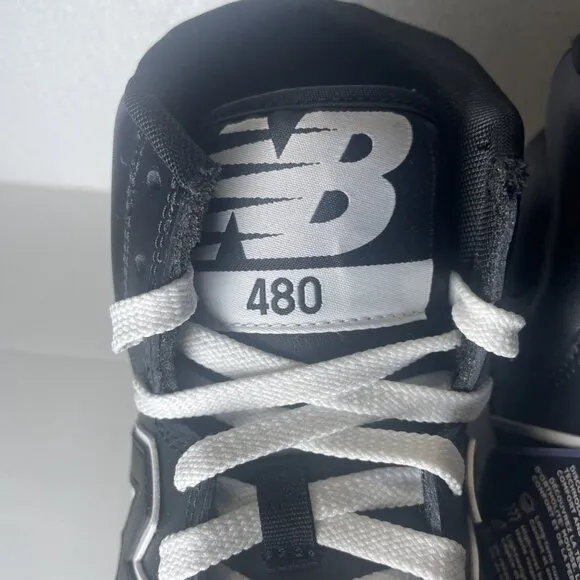 New Balance 480 High Top Shoes Black White Men’s Size 9 Ortholite Insoles