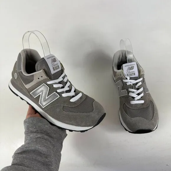 New Balance 574 Sneakers Men's 7.5 Grey White Lace-Up Athletic Everyday Shoes