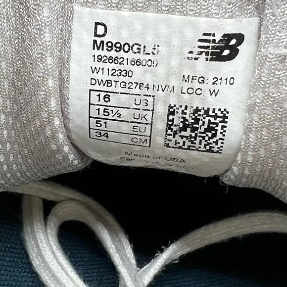 New Balance 990v5 Men's Size 16 D Grey Sneakers Running Shoes Low Top M990GL5
