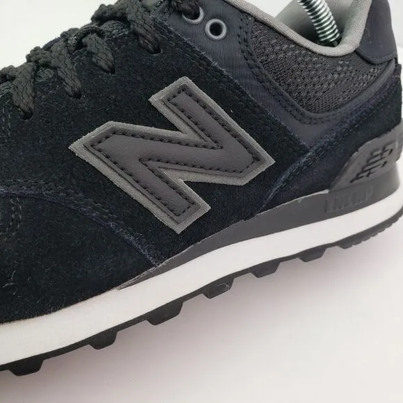 New Balance NB 574 Classic Womens Size 7 Black Suede Sneaker Shoes WL574NLA