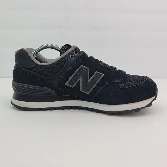 New Balance NB 574 Classic Womens Size 7 Black Suede Sneaker Shoes WL574NLA