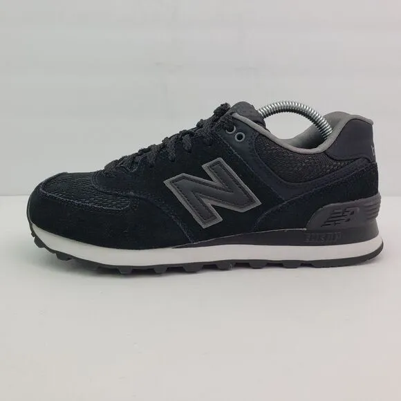 New Balance NB 574 Classic Womens Size 7 Black Suede Sneaker Shoes WL574NLA