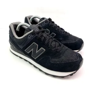 New Balance NB 574 Classic Womens Size 7 Black Suede Sneaker Shoes WL574NLA