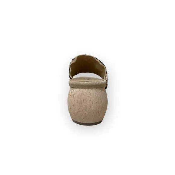 NEW BELLA COMFORTO women's wera round heel woven slide in camel/black