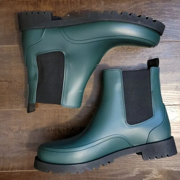 NEW Bernardo Addison Rain Boots Womens 11 Ankle Green Chic City Outdoors