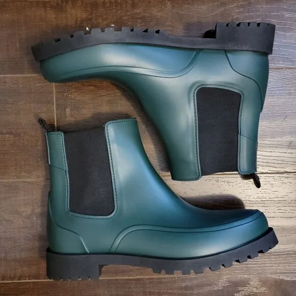 NEW Bernardo Addison Rain Boots Womens 11 Ankle Green Chic City Outdoors