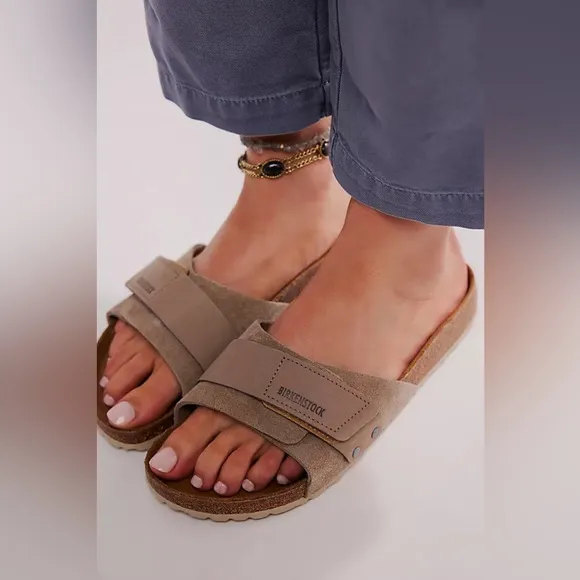 New Birkenstock x Free People Taupe Suede OITA Sandals Shoes 8/39