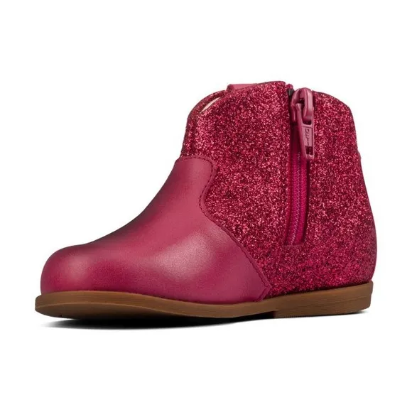 NEW Clarks Drew Dawn Toddler Booties Raspberry Leather Size UK 4G, US 4.5W £42