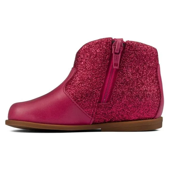 NEW Clarks Drew Dawn Toddler Booties Raspberry Leather Size UK 4G, US 4.5W £42