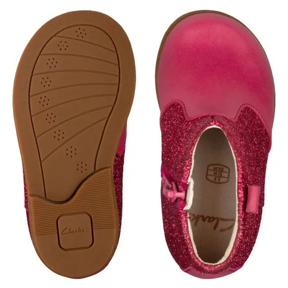 NEW Clarks Drew Dawn Toddler Booties Raspberry Leather Size UK 4G, US 4.5W £42
