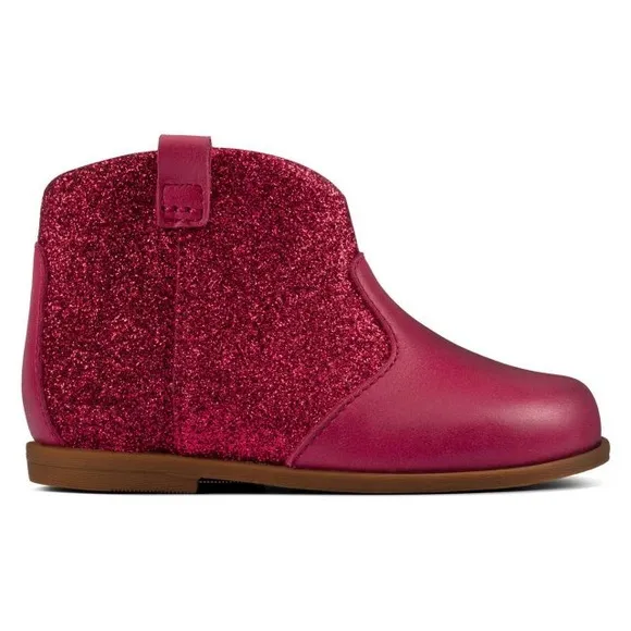 NEW Clarks Drew Dawn Toddler Booties Raspberry Leather Size UK 4G, US 4.5W £42
