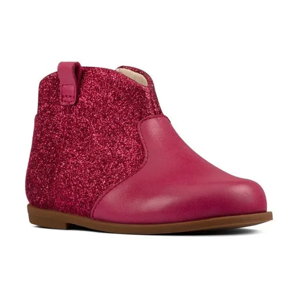 NEW Clarks Drew Dawn Toddler Booties Raspberry Leather Size UK 4G, US 4.5W £42
