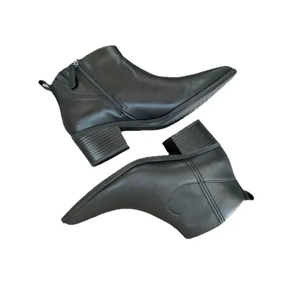 New Clarks Women's Morzine Sky Black Leather Ankle Boots Size 10