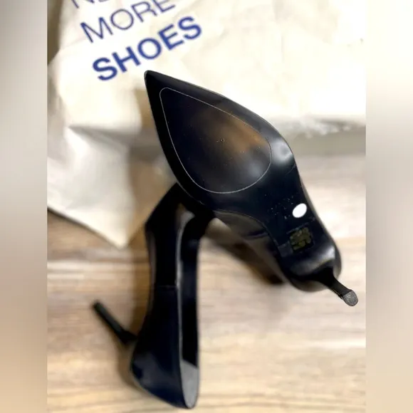 NEW Claudie Pierlot Paris Bow Black Leather Court Pointed Toe Stiletto Heels 36