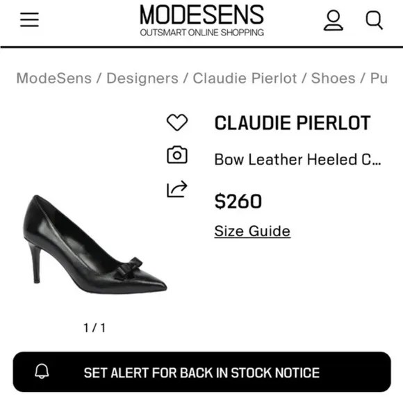 NEW Claudie Pierlot Paris Bow Black Leather Court Pointed Toe Stiletto Heels 36