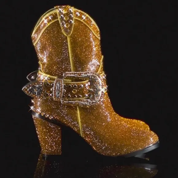 NEW ClubXX Dolls Kill Golden Sheriff Shine Cowboy Boots Gold Size 8