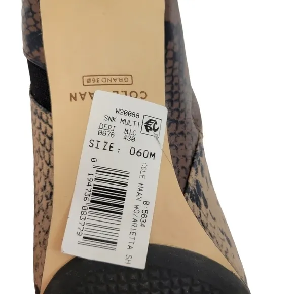 New Cole Haan Arietta Two-Toned Snakeskin Ankle Boots