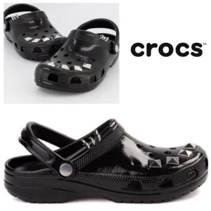 New CROCS Classic Studded Clog Crocs Women’s 8 Men’s size 6 Black Shoes NWTS-$80