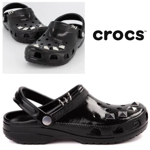 New CROCS Classic Studded Clog Crocs Women’s 8 Men’s size 6 Black Shoes NWTS-$80