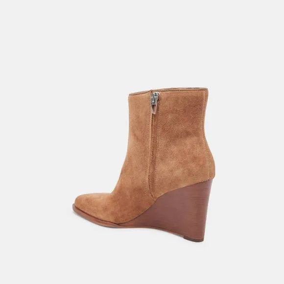 NEW DOLCE VITA women's susann wide ankle boot in chestnut suede