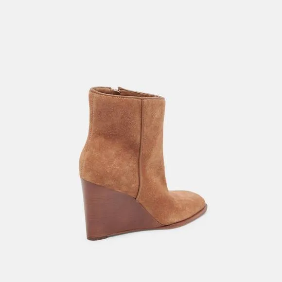 NEW DOLCE VITA women's susann wide ankle boot in chestnut suede