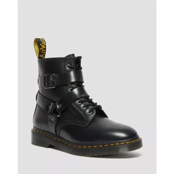 NEW Dr. Martens Cristofor Leather Harness Lace Up Boots Black Women's Size 6