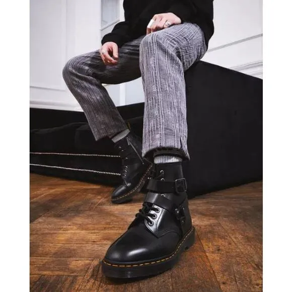 NEW Dr. Martens Cristofor Leather Harness Lace Up Boots Black Women's Size 6