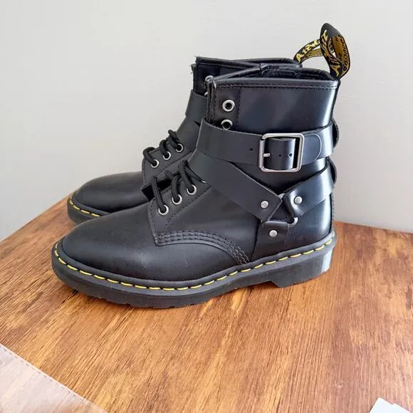 NEW Dr. Martens Cristofor Leather Harness Lace Up Boots Black Women's Size 6