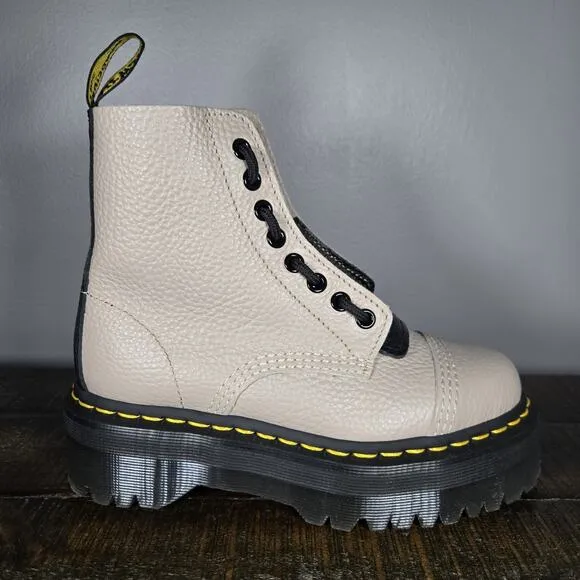 NEW Dr Martens Sinclair Womens Size 5 Lace Up Zipper Platform Boot Leather Taupe