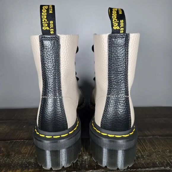 NEW Dr Martens Sinclair Womens Size 5 Lace Up Zipper Platform Boot Leather Taupe