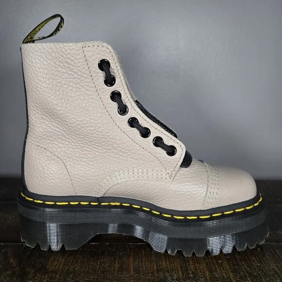 NEW Dr Martens Sinclair Womens Size 5 Lace Up Zipper Platform Boot Leather Taupe