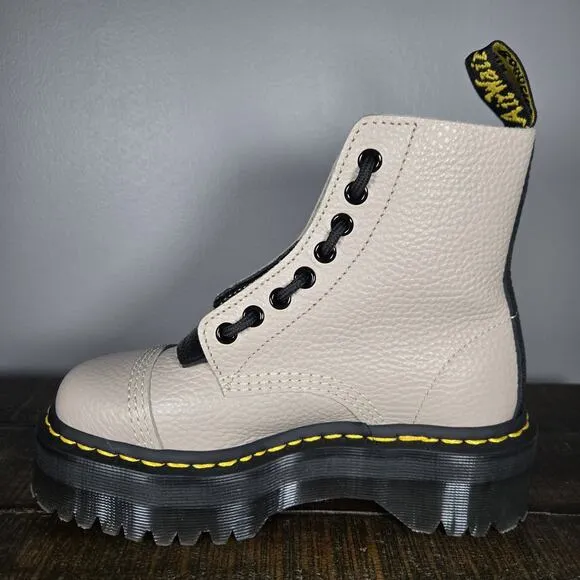NEW Dr Martens Sinclair Womens Size 5 Lace Up Zipper Platform Boot Leather Taupe