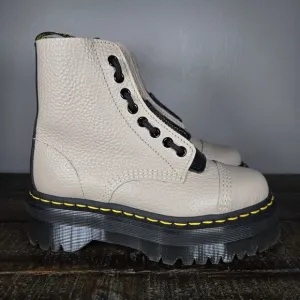 NEW Dr Martens Sinclair Womens Size 5 Lace Up Zipper Platform Boot Leather Taupe