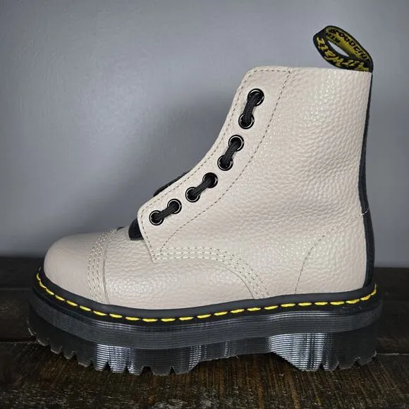 NEW Dr Martens Sinclair Womens Size 5 Lace Up Zipper Platform Boot Leather Taupe
