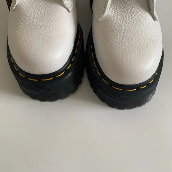 NEW Dr. Martens Women's White Devon Heart Leather Platform Quad Boots Size 6