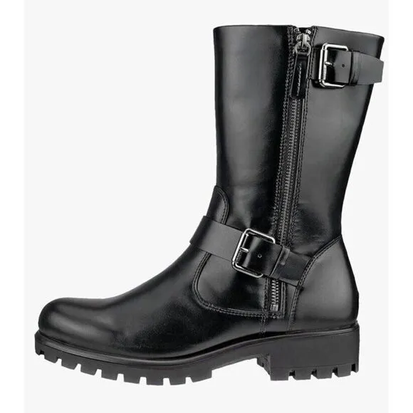 NEW! ECCO Women's Modtray Moto Black Calf Boot Size EU 39 US Women’s 8-8.5 $250