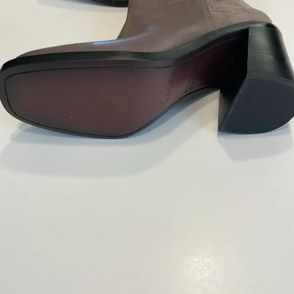 NEW FRANCO SARTO Suede And Leather Penelope Heel Booties shadow in size 11