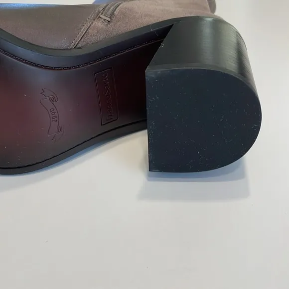 NEW FRANCO SARTO Suede And Leather Penelope Heel Booties shadow in size 11
