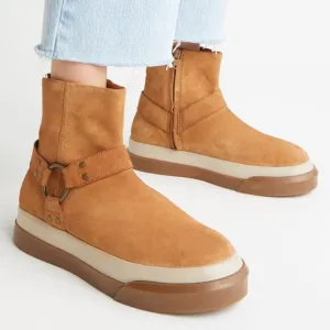 new Free People Bodhi Harness Sneaker Bootie Suede in Tan 5T3