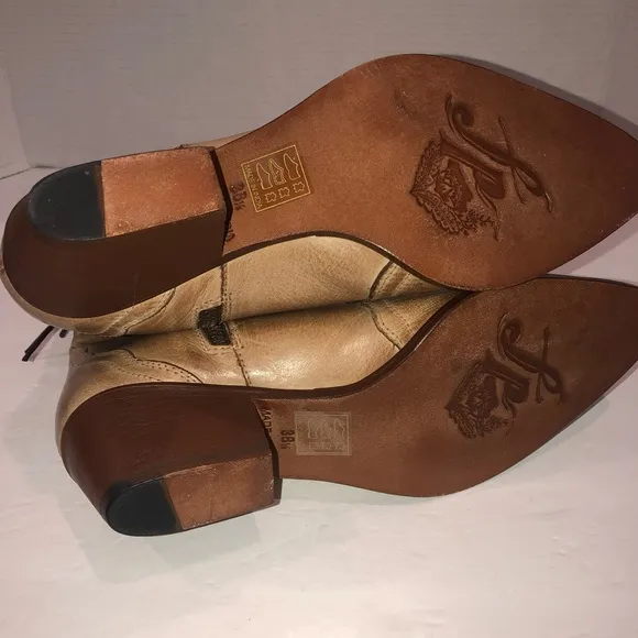 New Free People Tan Leather New Frontier Western Cowboy Boots Shoes 8.5/38.5